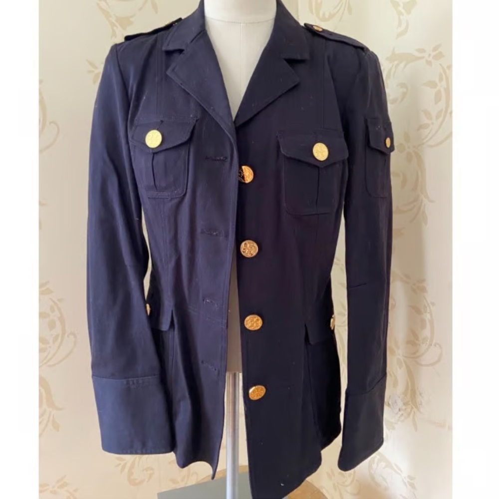 Tory Burch Dark Blue Jacket with Gold Accents